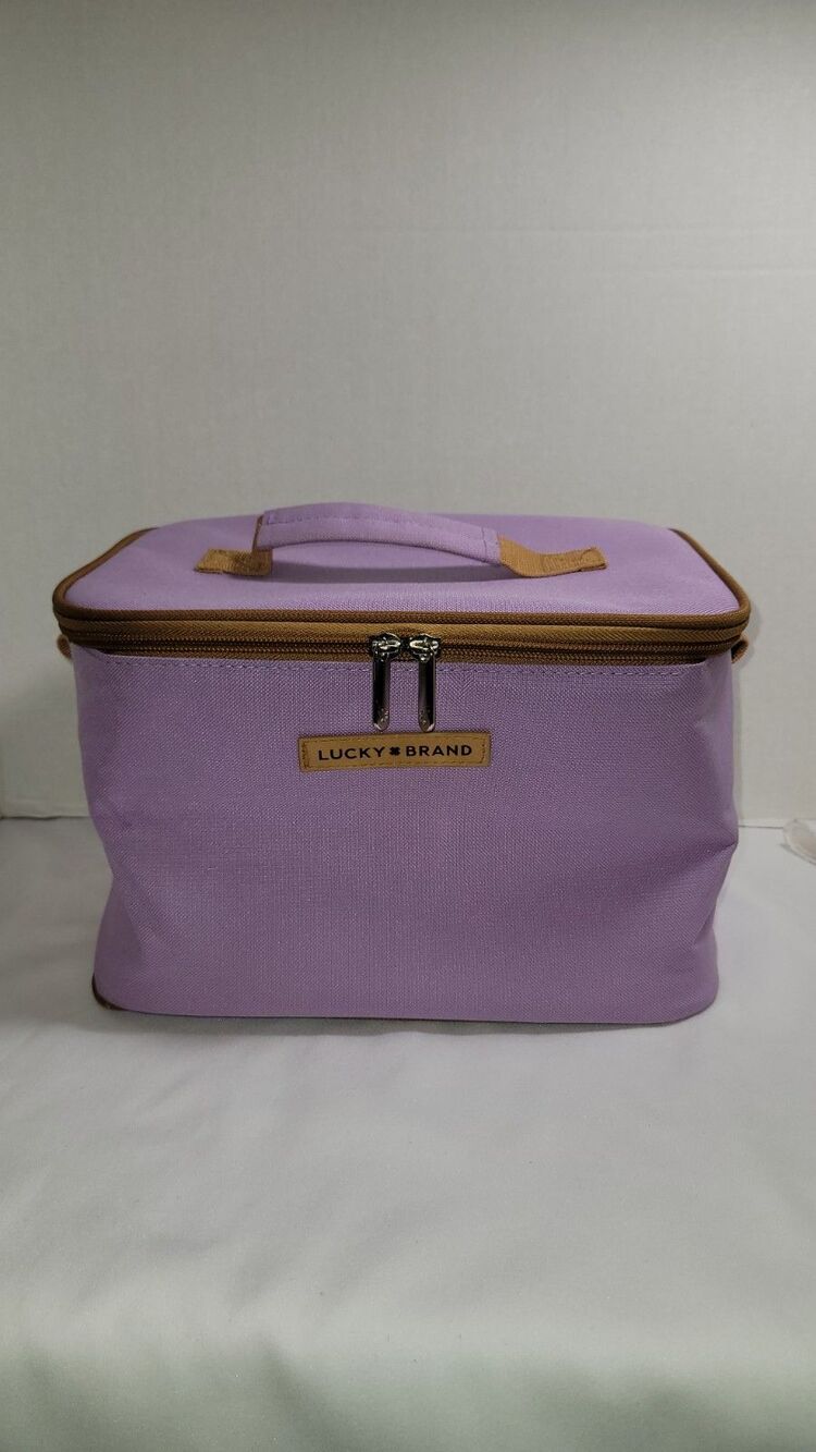 Lucky Brand Purple Lunch Bag Insulated with Detachable Strap 10x7x7.5" Zip Close